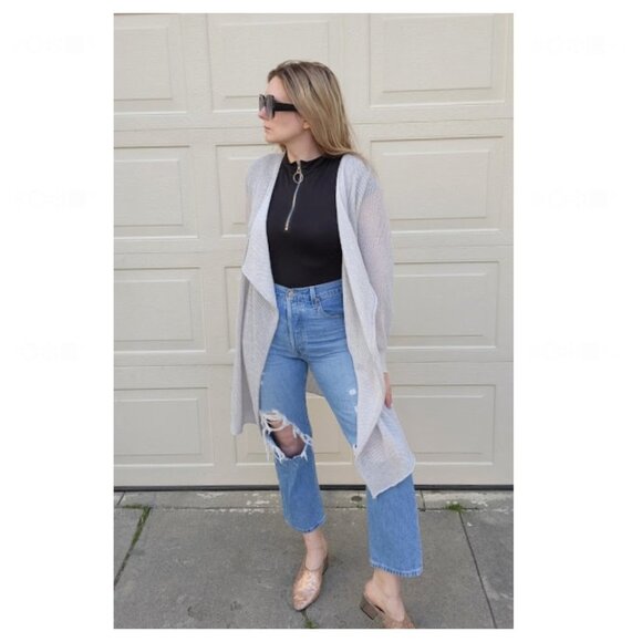 Zadig and Voltaire Daphnee Mesh Metallic Open Front Cardigan - Picture 1 of 6